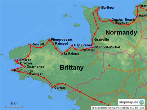 Map Of France Showing Brittany And Normandy United States Map