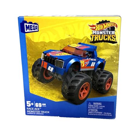Mega Toys Mega Hot Wheels Monster Truck Race Ace Building Set Hdj93 69 Pc New Nib Sealed