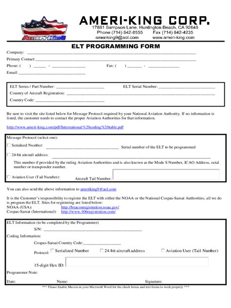 Fillable Online Multi Purpose Elt Programming Data Sheet Fax Email