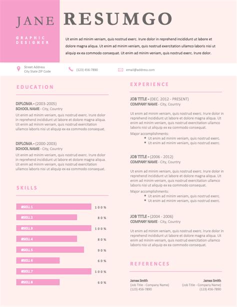 Alena Pink Professional Resume Template Resumgo