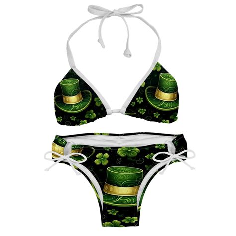 Saint Patrick S Day Swim Wear Bikini Set With Detachable Sponge Adjustable Strap Two Pack For
