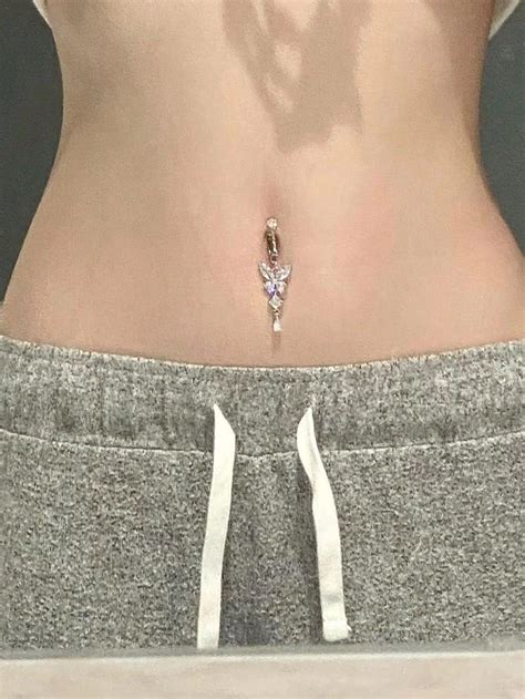 Pcs Silver Color Butterfly Tear Drop Shaped Belly Button Ring With