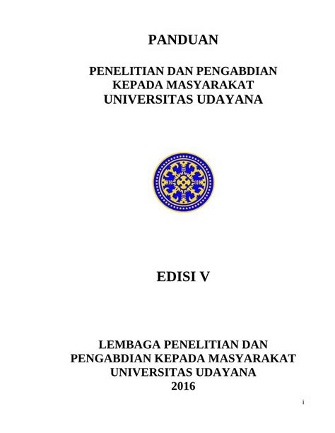 Pdf Panduan Penelitian Dan Pengabdian Kepada Masyarakat Edisi V