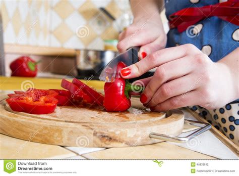 Red Paprika Sliced On Table For Pizza Stock Photo Image Of Healthy