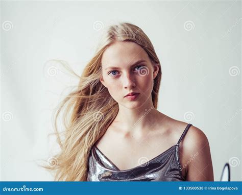 Beautiful Blonde Woman Girl With Long Blond Hair Smooth And Beau Stock Photo Image Of Nude