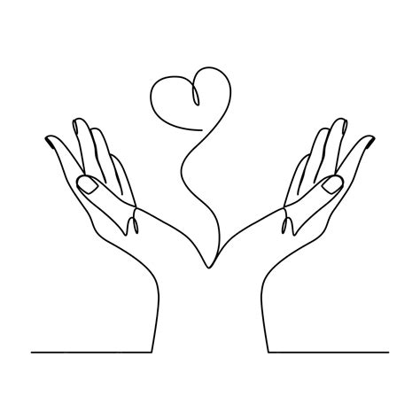 Premium Vector Continuous Line Drawing Of Hands Holding Heart Love Vector Illustration