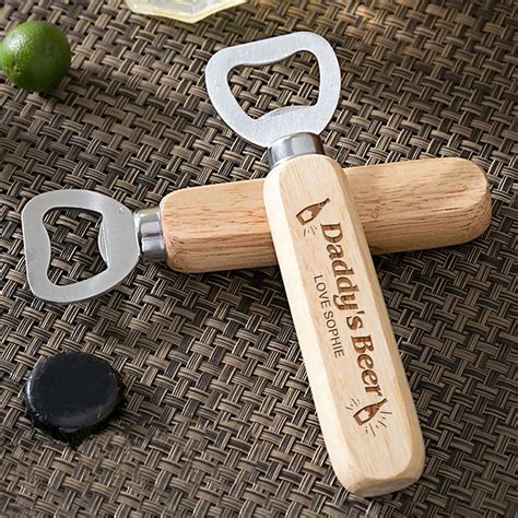 Personalised Wooden Handle Bottle Opener Engraved Wood Bottle Etsy