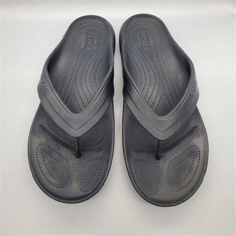 Iconic Crocs Comfort Men S Black Thong Flat Flip Flop Gem