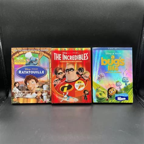 LOT OF 3 Pixar DVDs Incredibles Bug S Life Collectors Editions