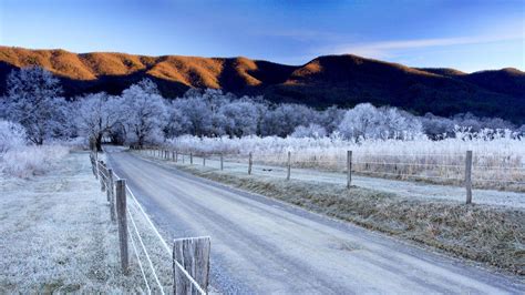 HD Mountains Winter Roads Tennessee Sparks Morning National Park Photo Download Wallpaper ...