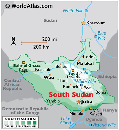 South Sudan Map Geography Of South Sudan Map Of South Sudan