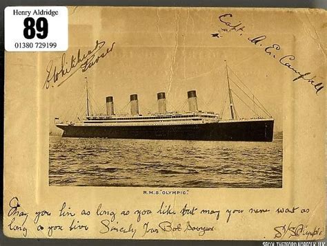 White Star Line Rms Olympic Photo With Handwriting