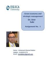 Green Economy Ans Strategic Management Mohamed Dabies Assignment No