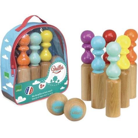 Jeu De Quilles En Bois Naturel Quilles Color Es Retro Vilac