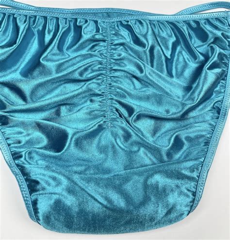 Satin String Bikini Scrunch Butt Ruching Light Bl Gem