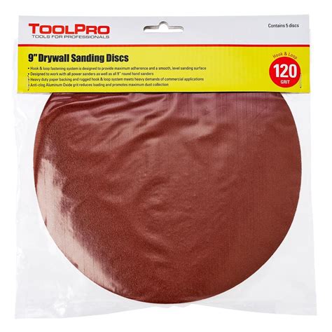 ToolPro 9 In 225 Mm 120 Grit Hook And Loop Sanding Disk 25 Disk