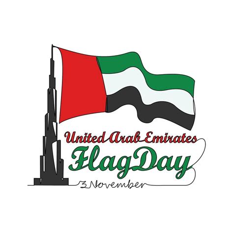 One continuous line drawing of UAE Flag Days on November 3rd. UAE Flag ...