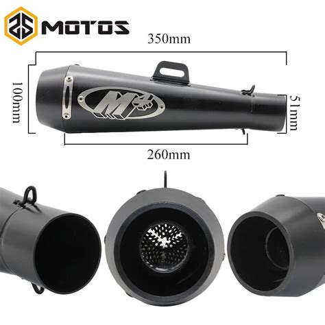 ZS MOTOS Silenciador Universal De 51mm Para Motocicleta Cubierta De