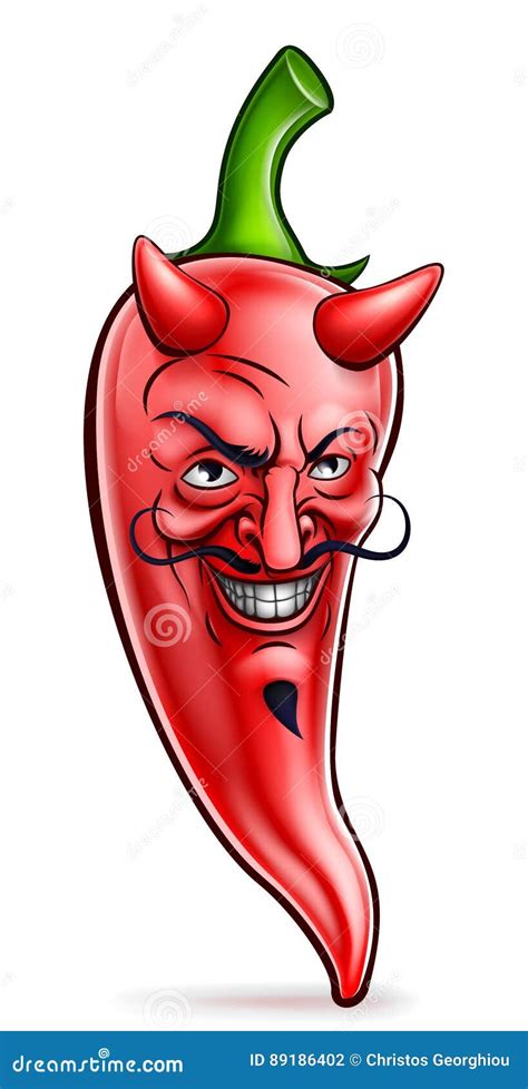 Devil Red Hot Chilli Pepper Cartoon Character Stock Vector Illustration Of Jalapeno