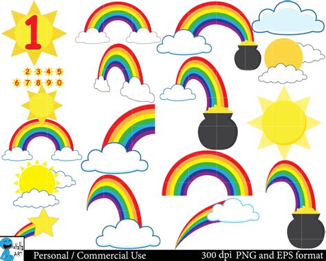 Rainbow Numbers Clipart Digital Clip Art Graphics Personal - Etsy