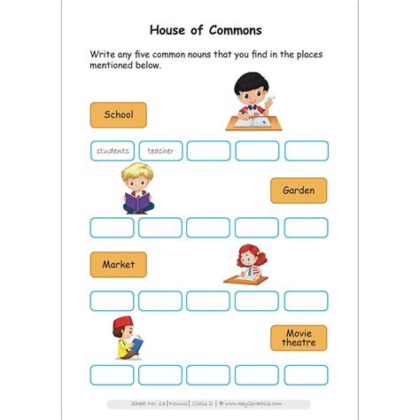 Class 2 English Grammar Nouns Activity Based Worksheets Worksheets Library