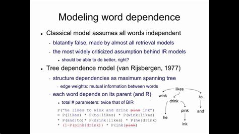 Probabilistic Model 6 Modelling Word Dependence YouTube