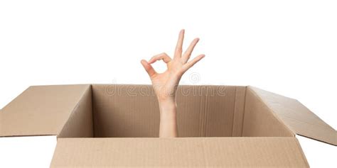 Carton Box with Approving Hand Gesture Stock Image - Image of vote, cutout: 302320201