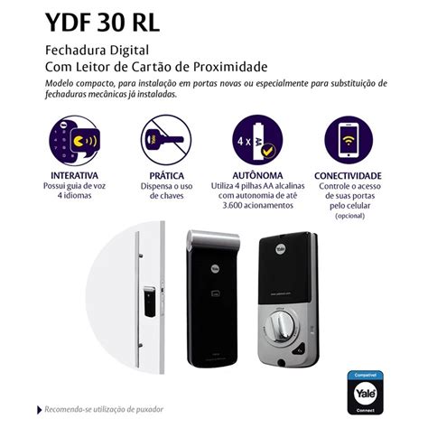 Kit Fechadura Digital Ydf Rl App Senha E Cart O Hub M Dulo