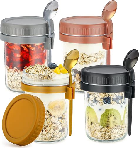 Amazon Drkio Pack Overnight Oats Containers With Lids And Spoons