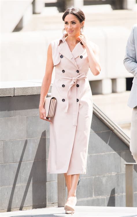 Meghan Markles Pink Trench Dress House Of Nonie Popsugar Fashion