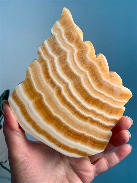 Banded Orange Calcite Slab Orange Calcite White Aragonite Crystal