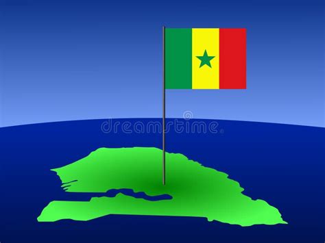 Map of Senegal with flag stock vector. Illustration of pole - 3021101