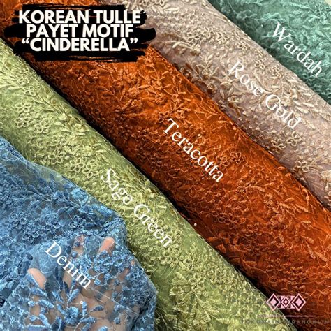 Jual Kain Kebaya Tille Brokat Korea Full Payet Tebal Motif Cinderella