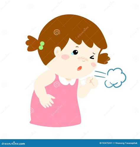 Little Kid Boy Coughing Covid-19. Boy Character Sneezing And Coughing ...