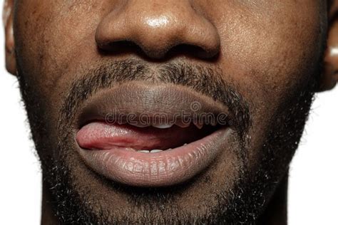 Close Up Of Face Of Beautiful African American Young Man Focus On