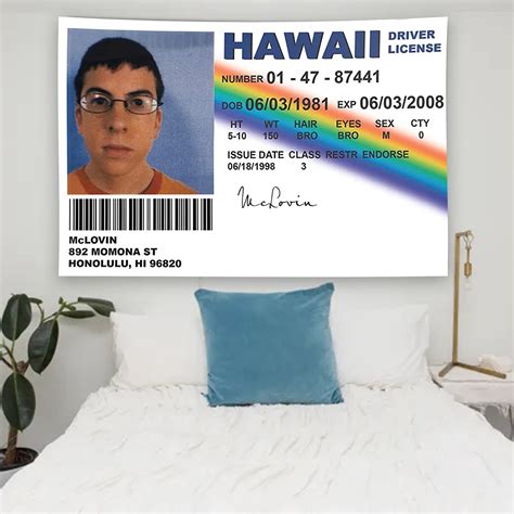 Mclovin Hawaii Driver License Tapestry Etsy