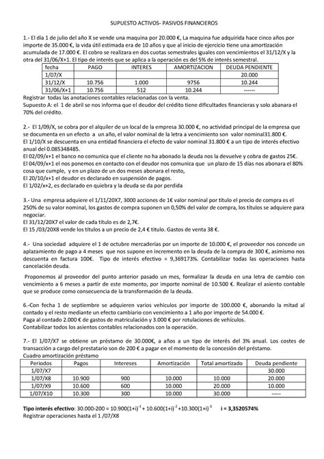 Supuesto Activos Pasivos Financieros Contabilidad De La Ucm UCM Studocu