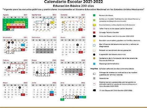 Calendario Escolar 2021 2022 Sep Oficial Diario Educación