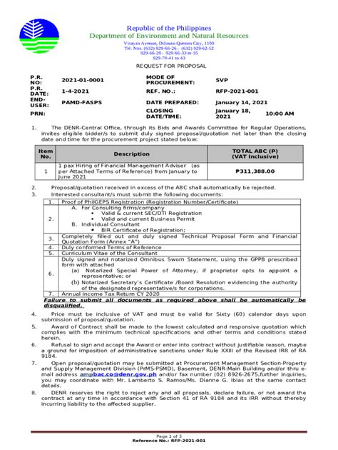 Republic Of The Philippines Department Of DENR Doc Template