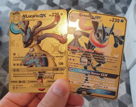 2x Gold Mega Lucario Gx And Shiny Greninja Gx Ex Pokemon Cards Etsy