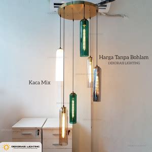 Jual Lampu Gantung In Gold Kaca Hijau Susu Abu Void Tangga Ruang Tamu