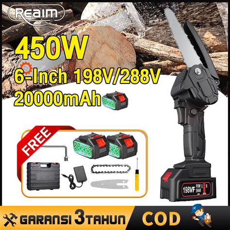 Jual Reaim Mini Chainsaw Inch Cordless Chainsaw Gergaji Listrik