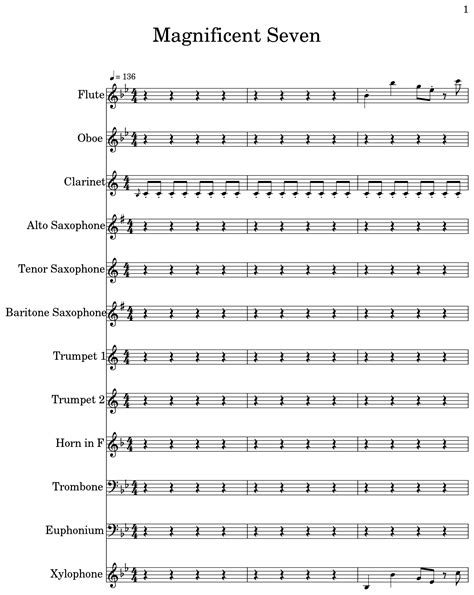 Magnificent Seven - Sheet music for Flute, Oboe, Clarinet, Alto ...