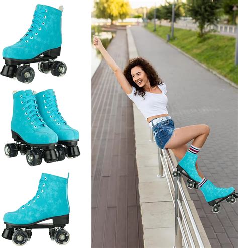 Comeon Patines clásicos para mujer unisex de caña alta de 4 ruedas