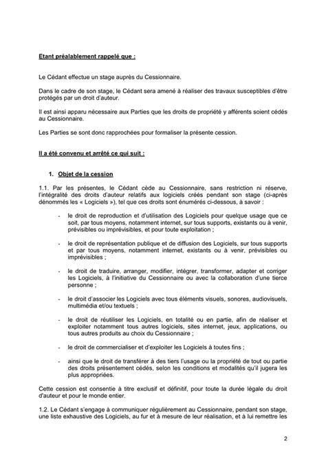 Contrat De Cession De Droits De Propriete Intellectuelle DOC PDF