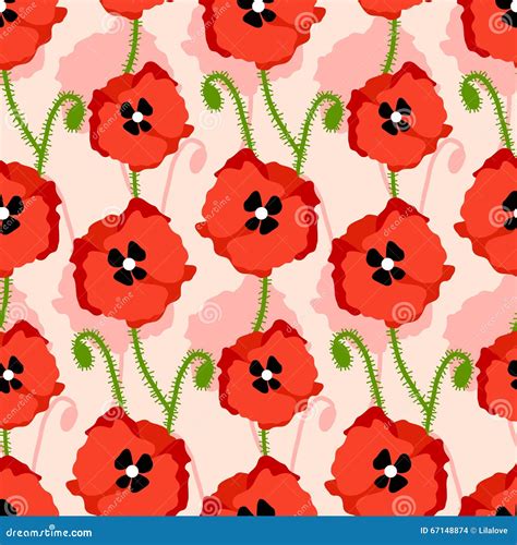 Poppy Seamless Pattern Stock Vector Illustration Of Motif 67148874