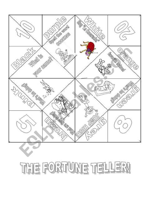 The Action Words Fortune Teller With Instructions Esl Worksheet By