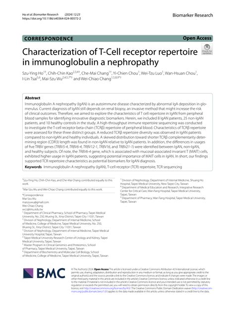 PDF Characterization Of T Cell Receptor Repertoire In Immunoglobulin