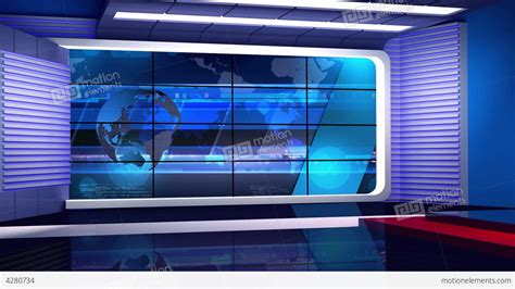 News Tv Studio Set Virtual Green Screen Background Loop Stock Images