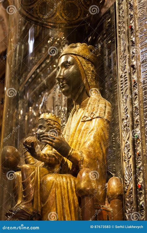 Black Madonna of Montserrat in Montserrat Monastery. Barcelona, Spain ...